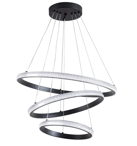 Aluminum Round Decorative  Large Circle Ring Modern Luxury Hanging Crystal LED Chandelier Pendant Light