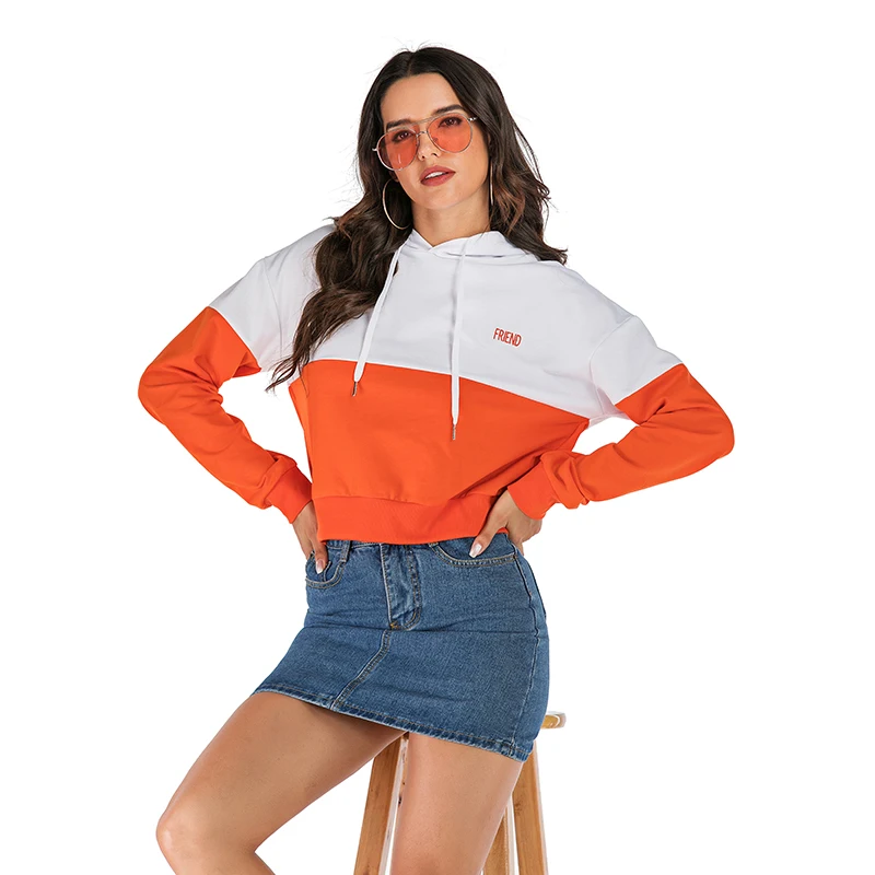 OEM дизайн пользовательские для женщин Осень Зима Повседневное шить Толстовка с длинным рукавом укороченный топ