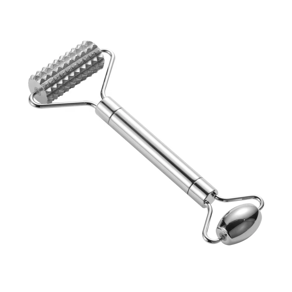 Dual sided Stainless Steel Face Roller spike body massage roller anti aging metal face massage roller