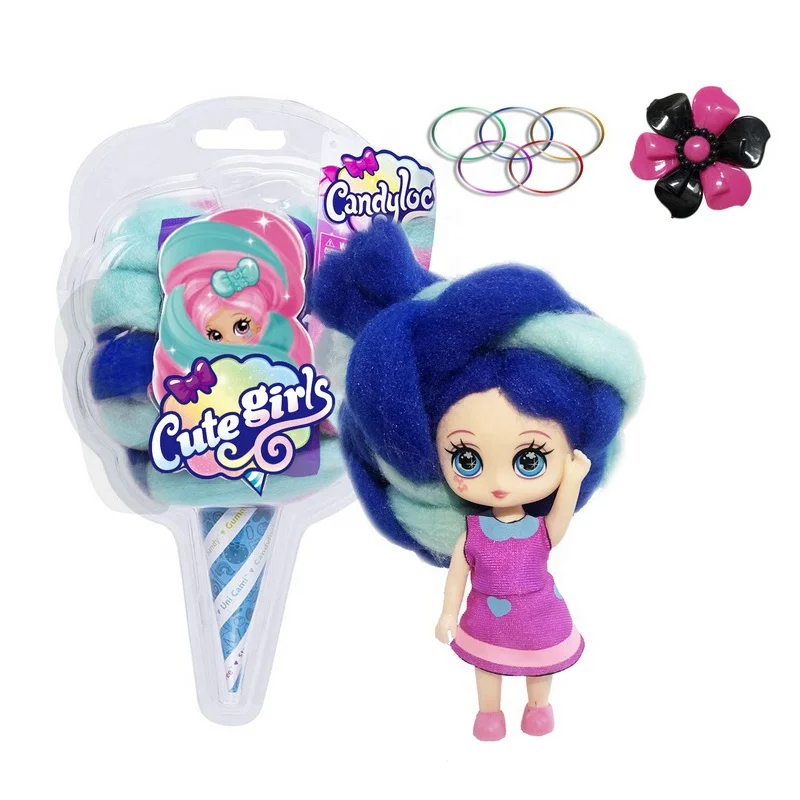 Best seller  Plastic 5 inch Candy marshmallow hair doll with fragrance Colorful Surprise hair doll toy Bottle Dress