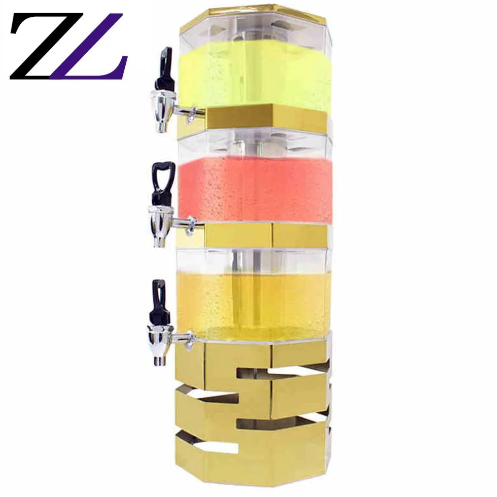 12 liter luxury gold ramadan cola fruit juice dispensing machines for party bar tower 3 tier compartment drinks dispenser