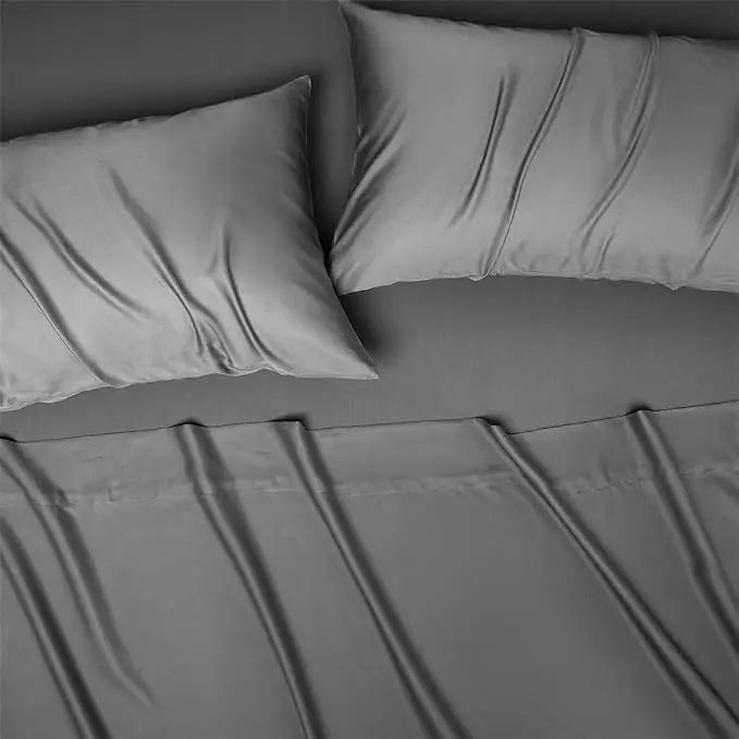 Solid color simple style king /queen 100% Eucalyptus Lyocell Bedding Sheet set 300TC 60*60 OEKO TEX