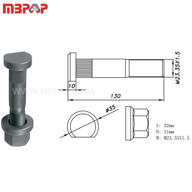 Оптовая продажа M23.35x 1,5 красный/черный хром колеса Болты прицепы запчасти