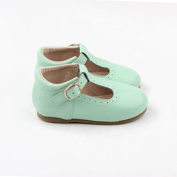 Hot Sale Fashion Spanish Baby Shoes Girls T-straps Green Baby Tbar Shoes For Spring Summer