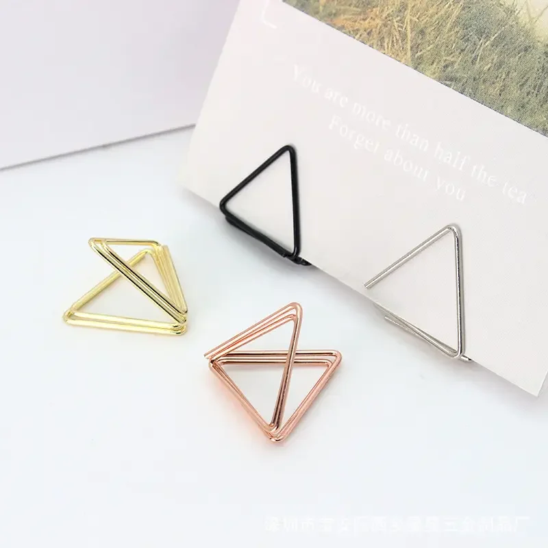 Iron Metal Triangle Shape Card Stand Paper Clip Note Seat Memo Clips Metal  Sticky Note Holder