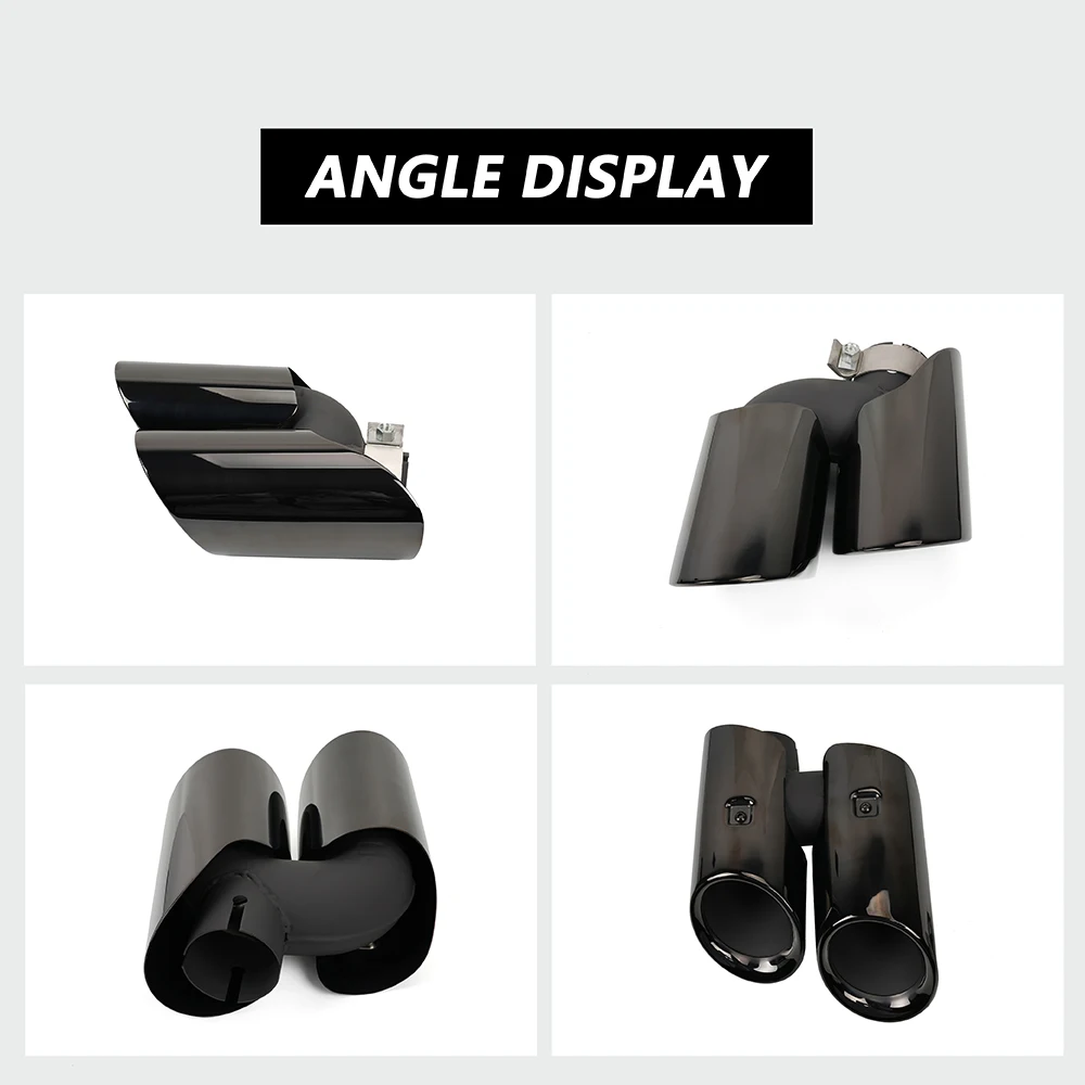 1 Pair Tail Throat Muffler Pipe Black Stainless Steel Exhaust Pipe for Porsche Macan 19-21 Exhaust Tip