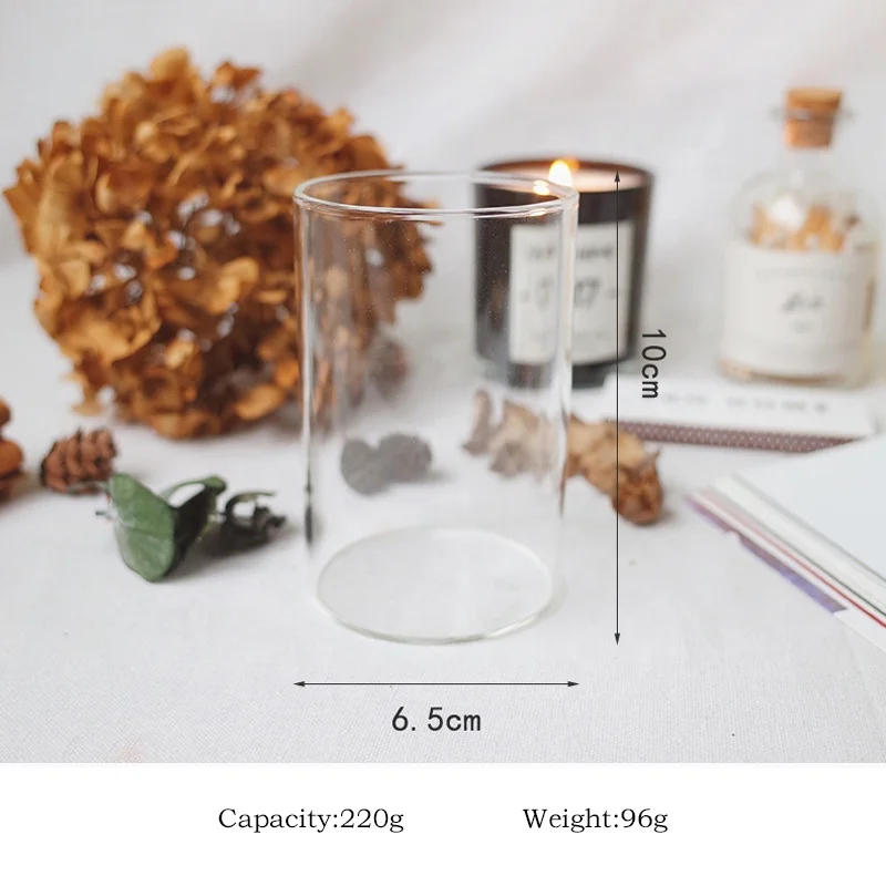 Clear candle   8oz bottom round glass candle jar with lids and box