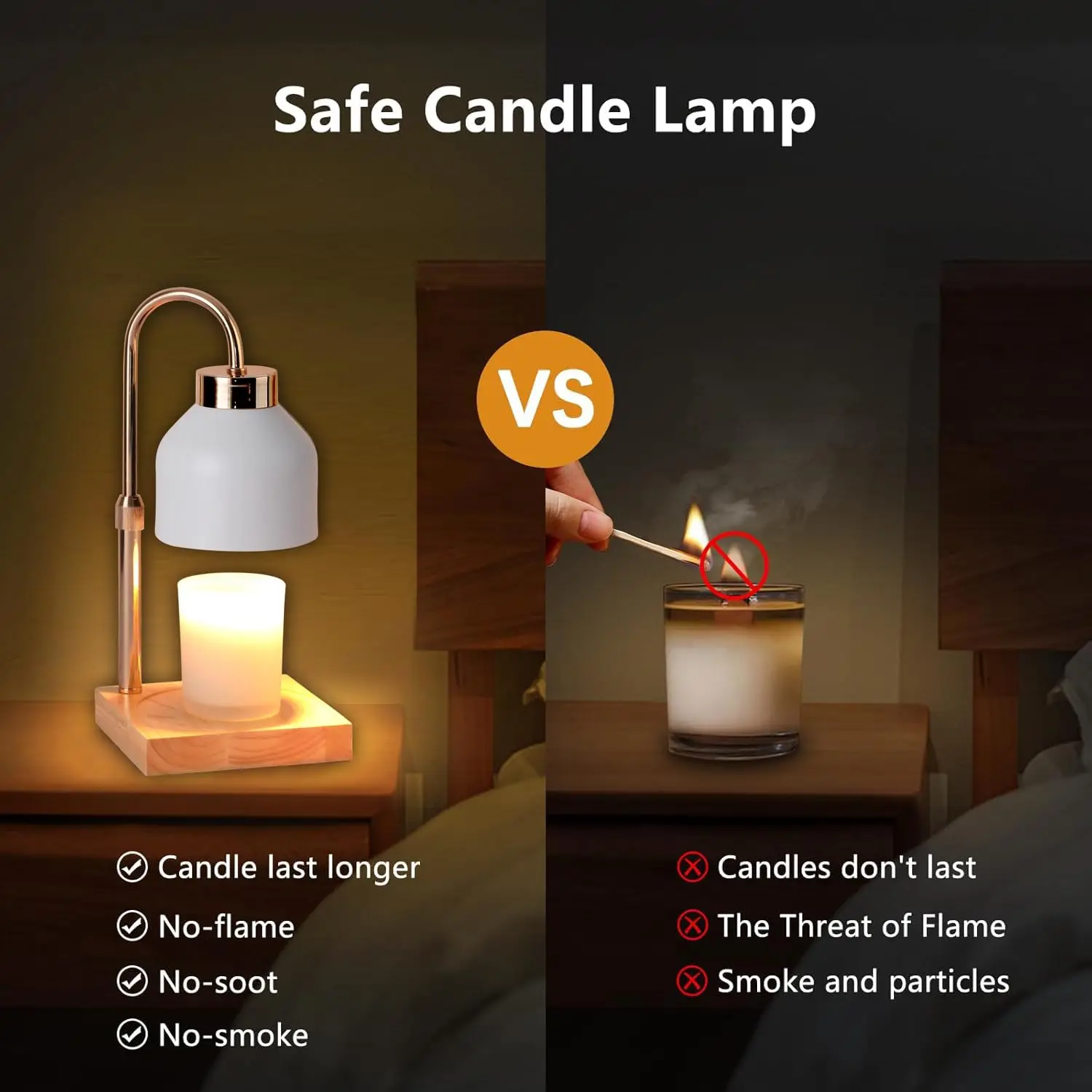 Candle Warmer Lamp with Timer, Electric Wax Melt Warmer with 2 Bulbs, Dimmer Adjustable Height House Warming Gifts