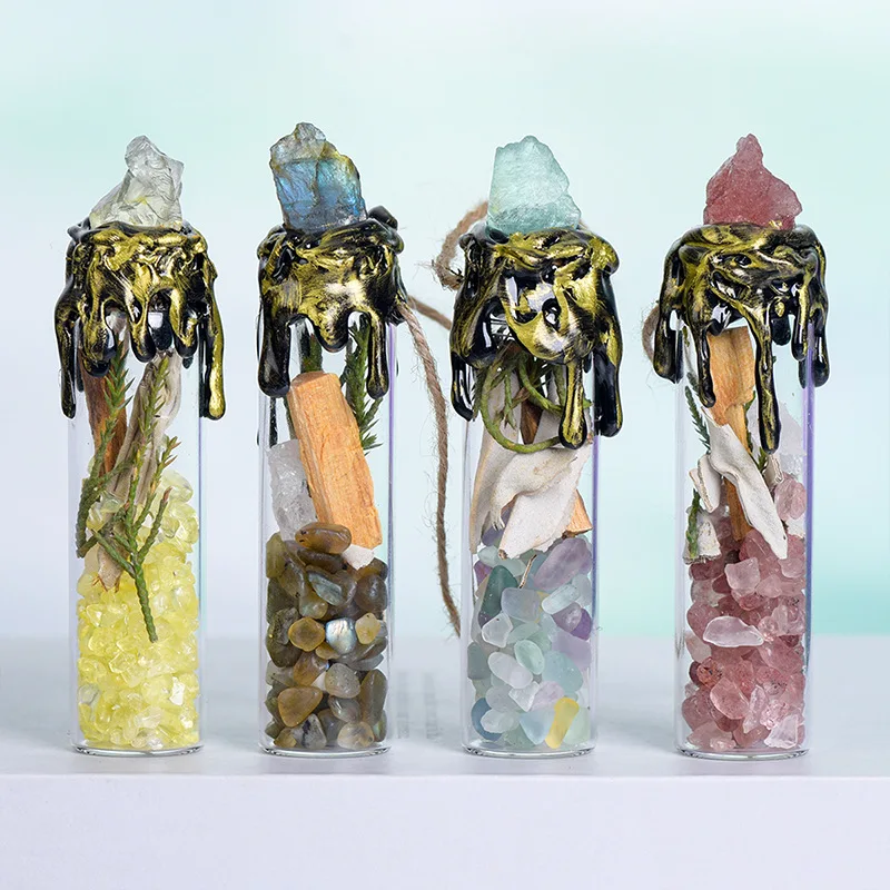 Gemstone Quartz Natural Magic Crystal energy bottle crystal gravel drift bottle