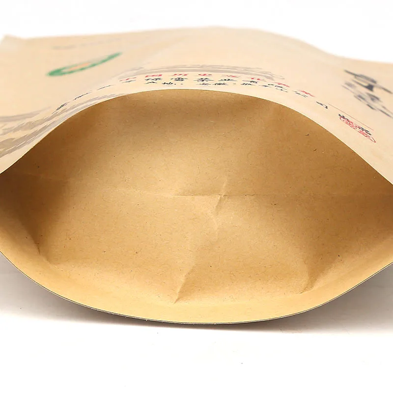 Heat Seal Moistureproof green tea traditional Chinese medicine packaging standing bag reusable kraft paper self sealing bag