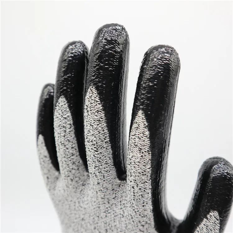HPPE anti cut gloves level 5 nitrile smooth finish construction gloves