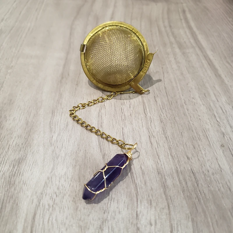 Crystal gemstone tea strainer infuser tea ball infuser with crystal