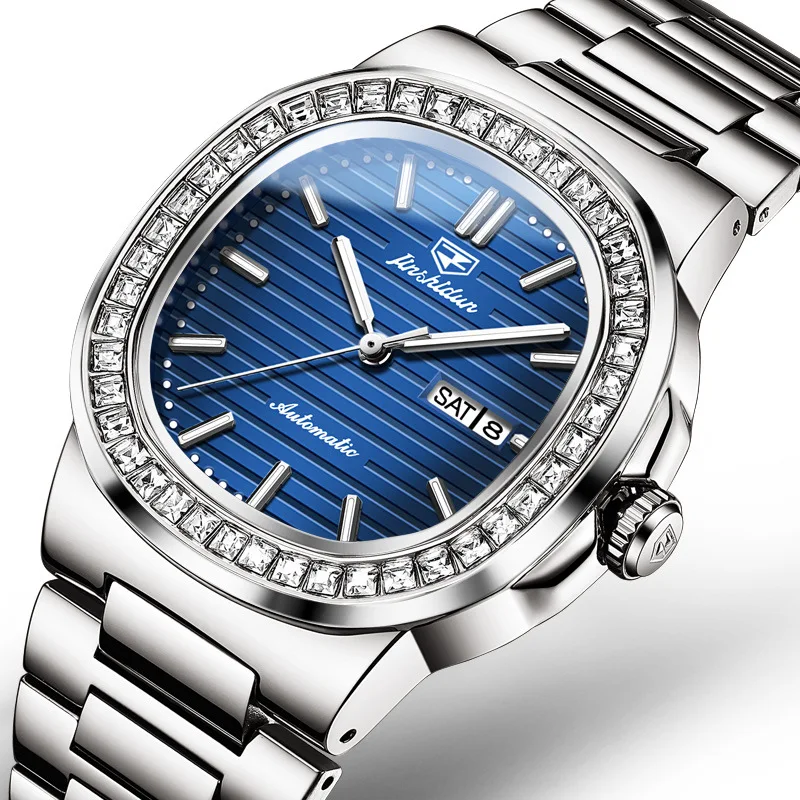 JSDUN 8953 Original Mechanical Watch For Men Luxury Business Automatic Wristwatch Dual Calendar Waterproof Luminous Man Watches