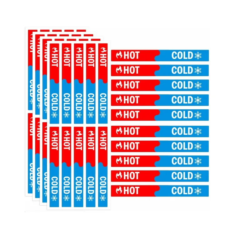 Custom Hot and Cold Water Epoxy Stickers Faucet Stickers 0.25x2.5 Inch 3D Hot and Cold Water Indicator Waterproof Faucet Labels