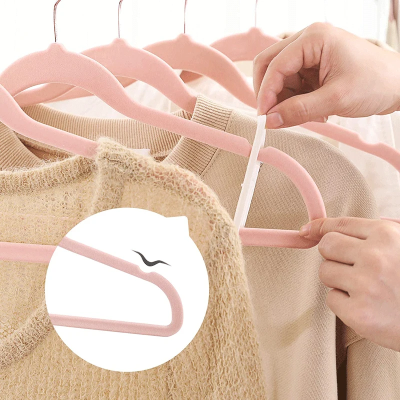 Velvet Coat Hanger Custom logo Velvet pink Slim Non-slip Suit Clothes Hangers Wholesale Velvet Hanger