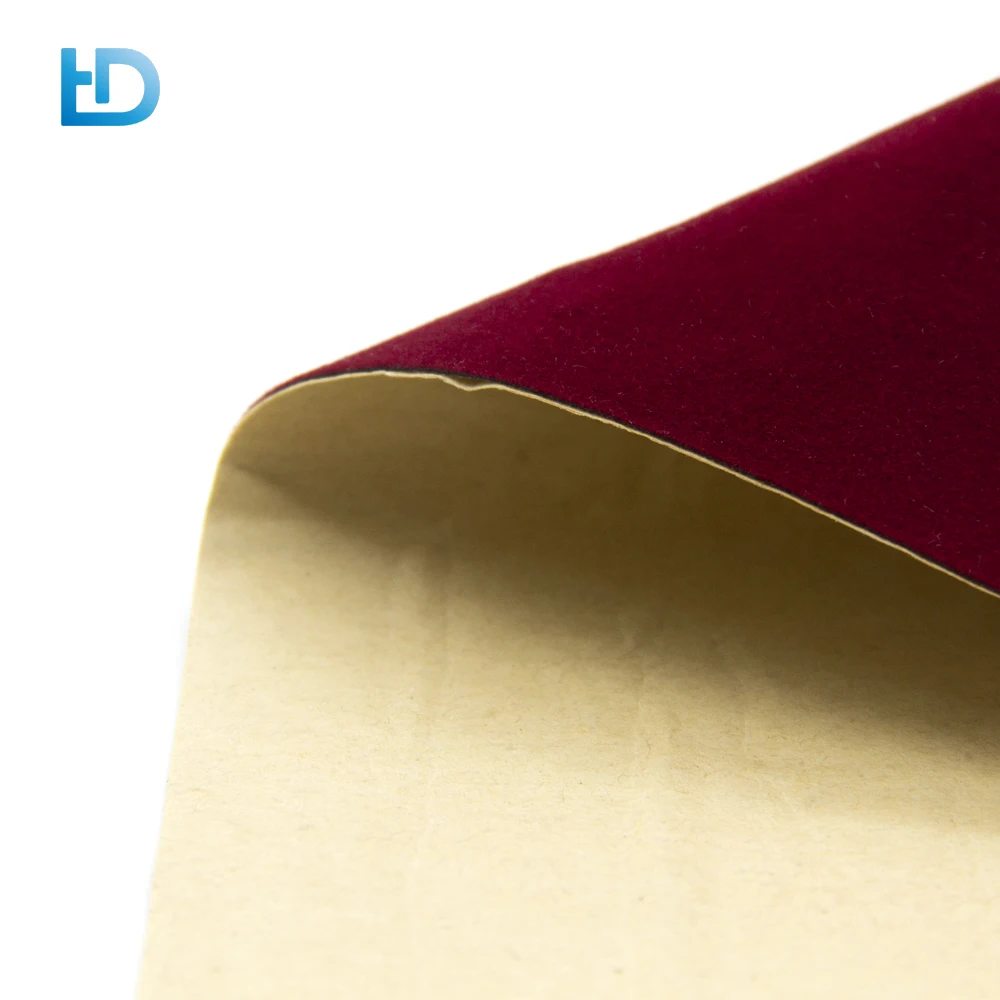 Factory Spunlace Short Pile Plain Dyed Self Adhesive Roll Flocking Paper Velvet Fabric For Glasses Box Lining