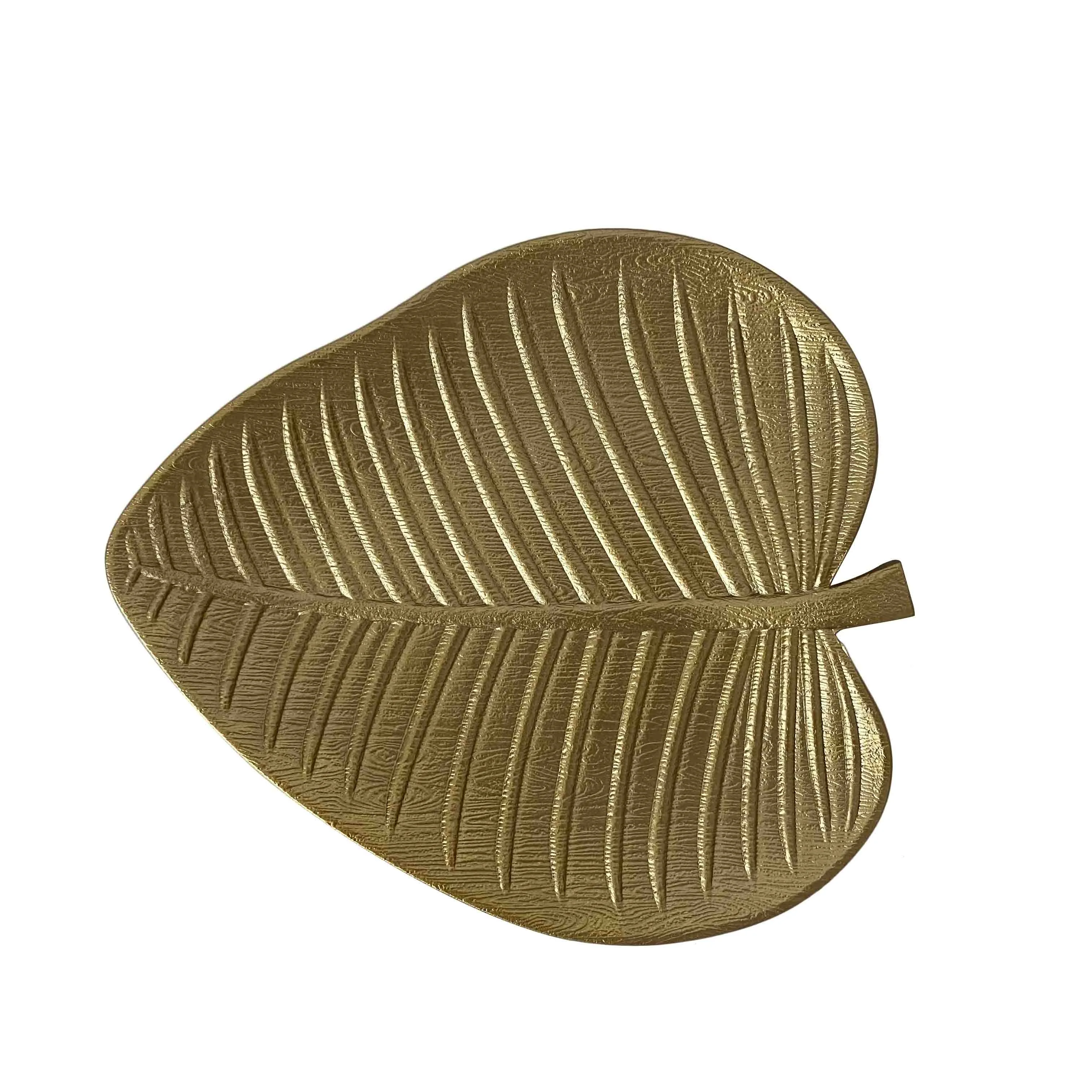 Wholesale Golden Leaf  Home Decor Storage MDF Table Tea Small Wooden Serving Tray For Cafe