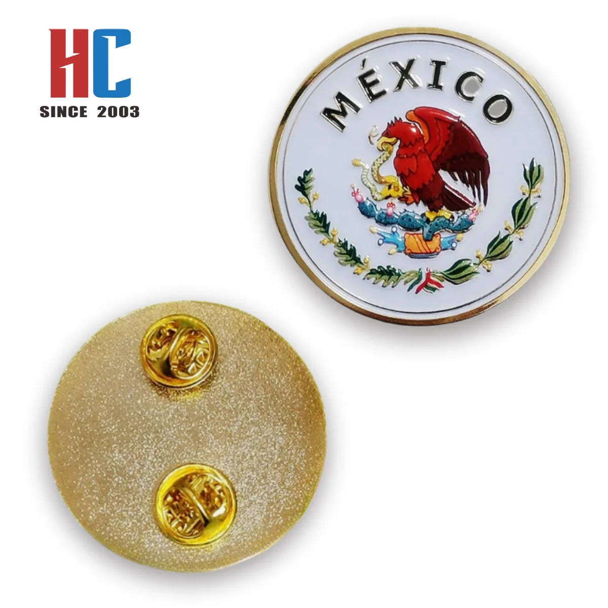 20 Years  Factory Custom Hard enamel beatiful  Mexican Eagle Flag  Made of Metal lapel pin