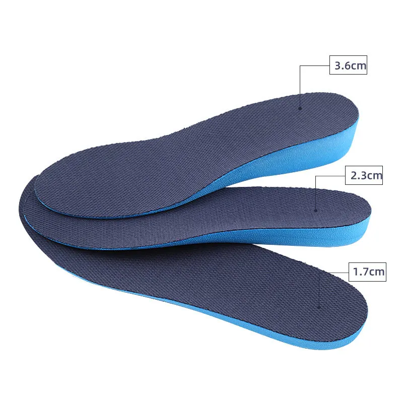 S-King Elastic Shock Absorbing Height Increasing Sports Shoe Insoles 1.7-3.6 CM Increasing Sports Insole