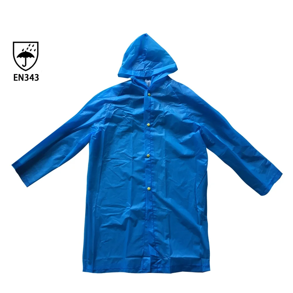 Long poncho raincoat rainwear outdoor wear blue color kids rain mackintosh