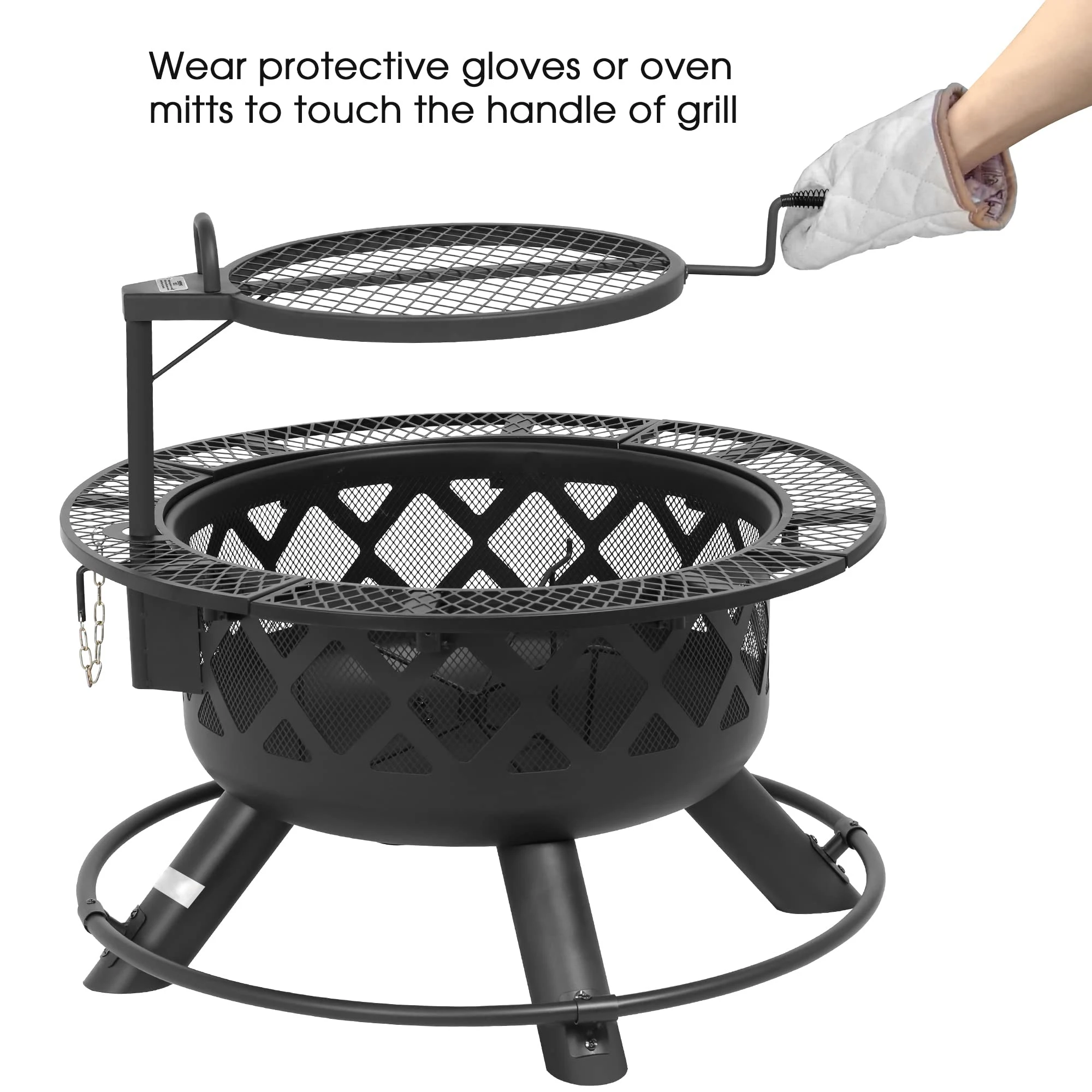 AJUNION Outdoor Wood Burning Fire Pit Removable Cooking Grill Fire Pit Portable Camping Fire Pit