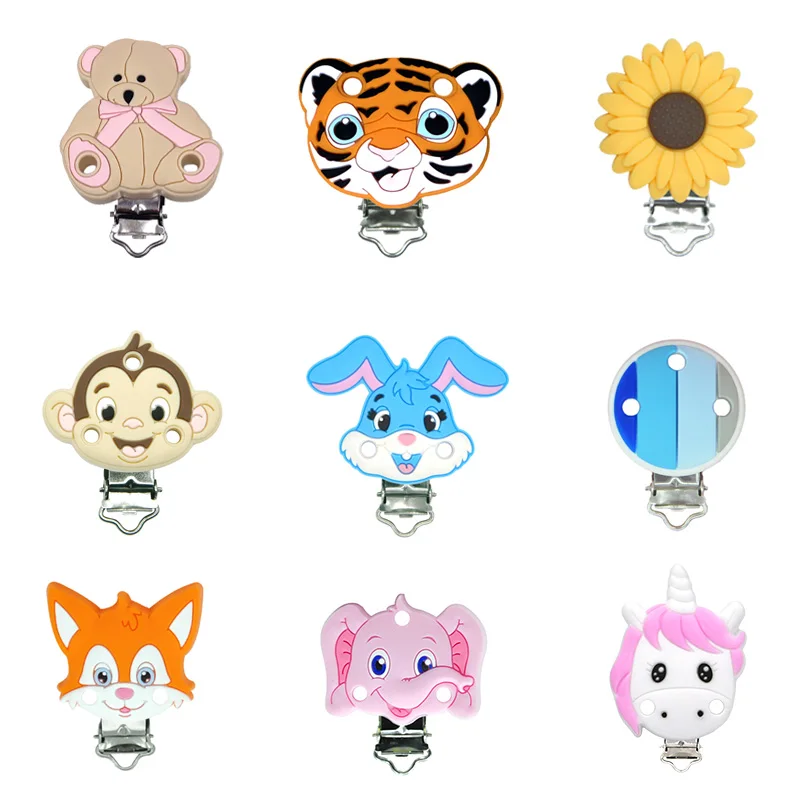 Wholesale Brand New Eco-Friendly Cute Color Animal Baby Silicone Clip Pacifier Clip