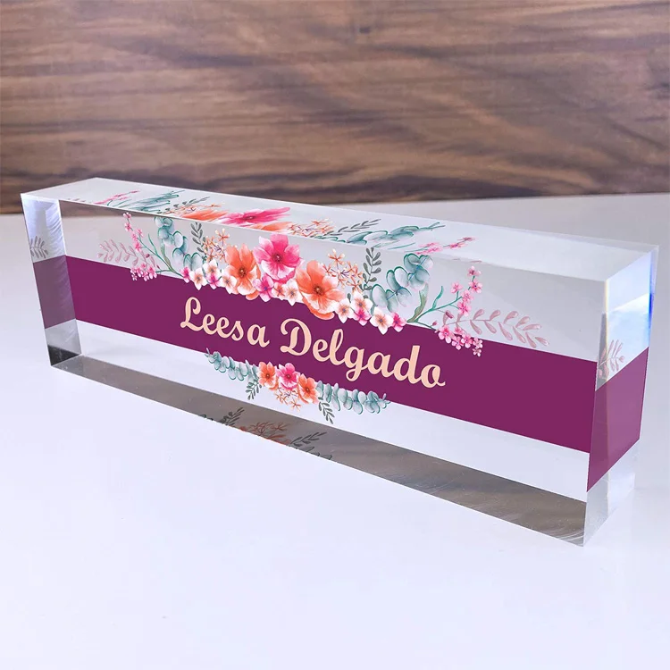 Personalized Acrylic Desk Name Plate Office Decor for Women or Men Coworkers, Boss, Employee, Teacher