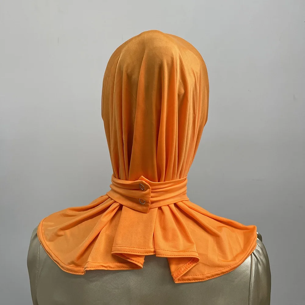 Stretchy Muslim Jersey Hijab Malaysia Solid Color Tudung Bawal With Tie Women Undercap Caps Inner Scarf Cover Neck Hijab
