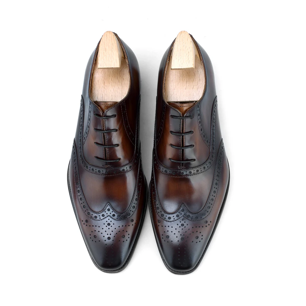
ALF8-A1H OEM Factory Price Comfortable Men Fashion Handmade Italian Office Wedding Oxford Genuine Leather Dress Shoes 