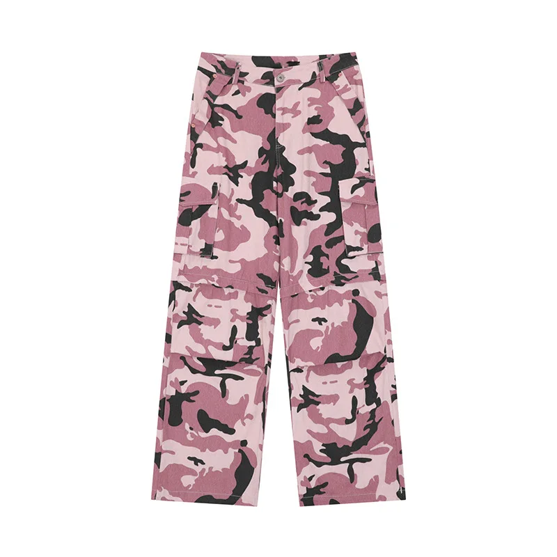 Killwinner Camo Loose Plus Size Fashion Camo Cargo Pants Knee Detachable Cotton Joggers Trousers