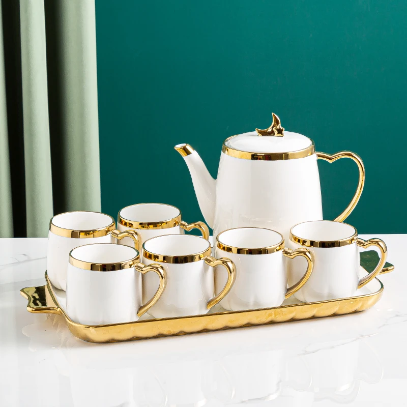 High Quality Luxury New Bone China  15 Pieces Tea Pot Cup  Set Ceramic Tea Set