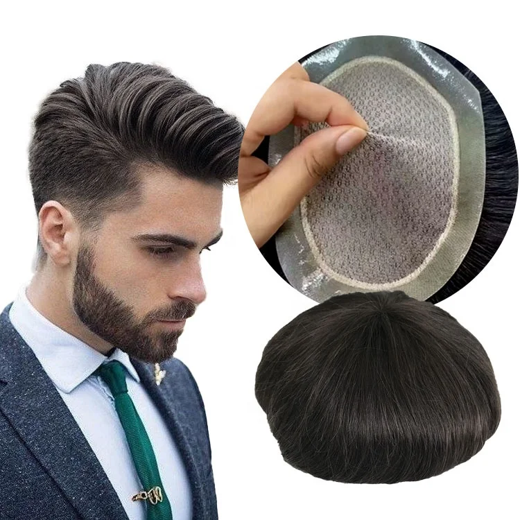 Men Hair Prosthesis Male Hair System invisible natural hairline full silk Base black straight Human Hair Men Wig Toupee for men