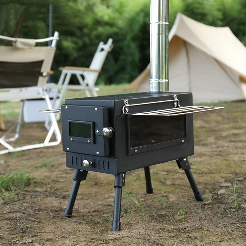 3-5 человек, портативная складная дровяная печь с подогревом, барбекю, Бездымная углеродистая сталь, походная печь с индивидуальной пепельницей