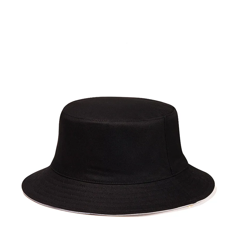 Solid Color Double Side Wear Fisher Man Hats Men Women Autumn Sunshade Cotton Blank Bucket Hat