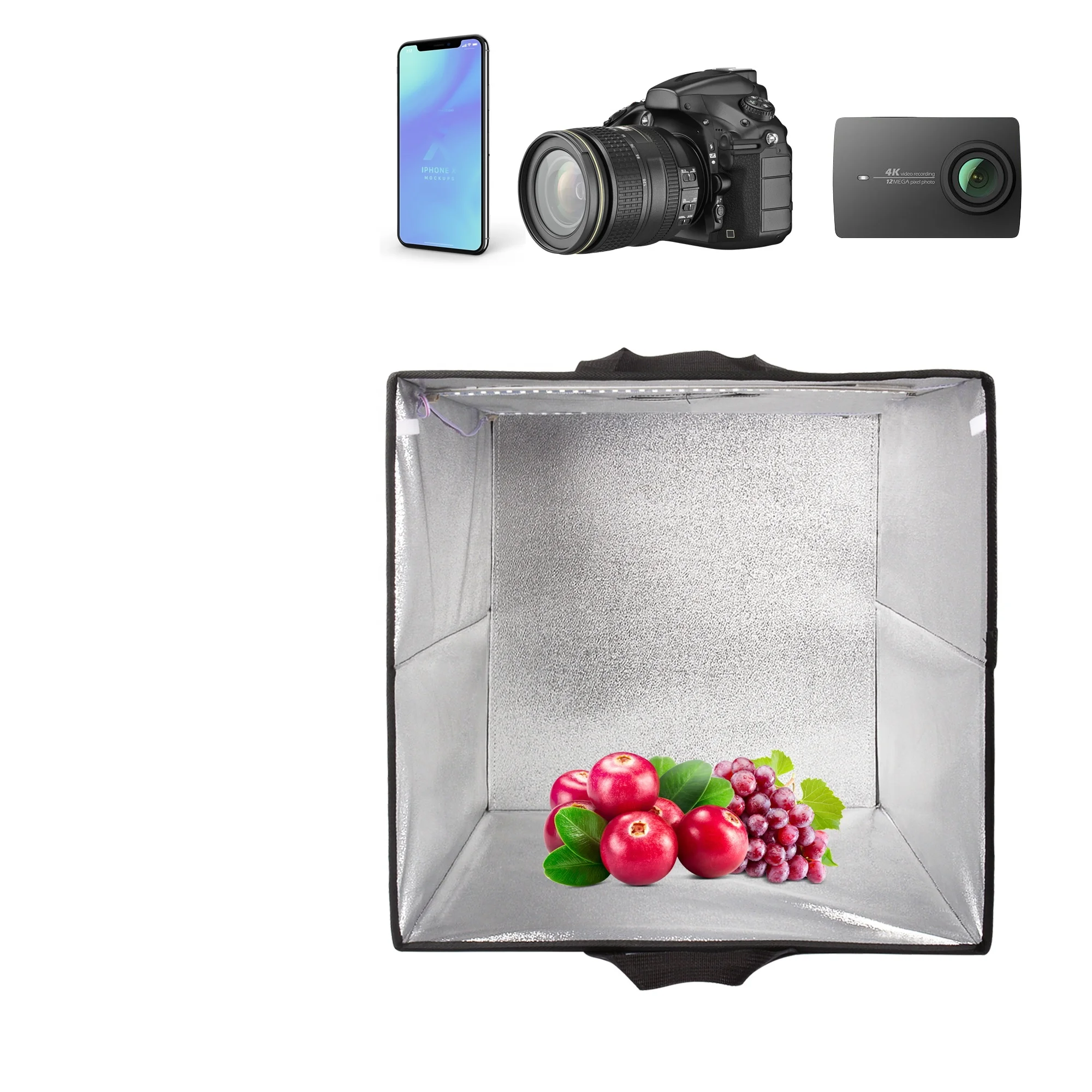 
Factory Direct 40cm Camera Phone Still Product Photography Lighting Tent Tabletop Photo Shooting Softbox with Leds Backdrops 