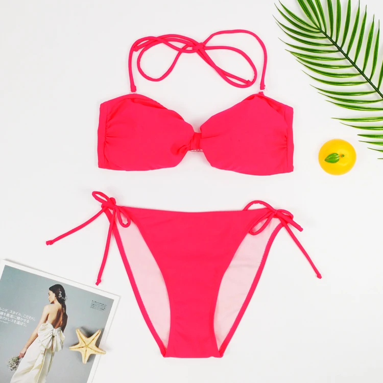2022 Custom Red Sling Bikini Swimming Suits Females Women High Leg and Waisted Swimwear Bikini Sets for Women