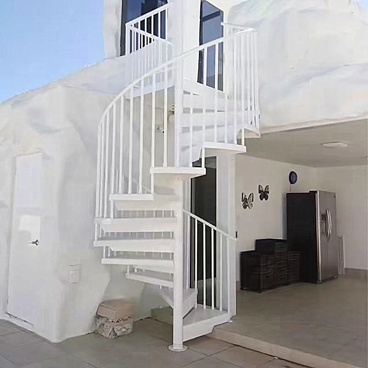 Easy installed villa Commercial glass step spiral staircase resident outdoor wood tread helical stairs/Outdoor stairs