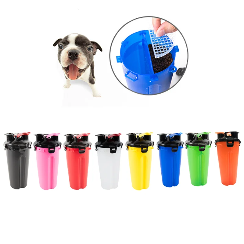 Wholesale New Best Sell Go Out Portable Water Bottle Pet Plastic Pp 2 In 1 Water And Food Cup