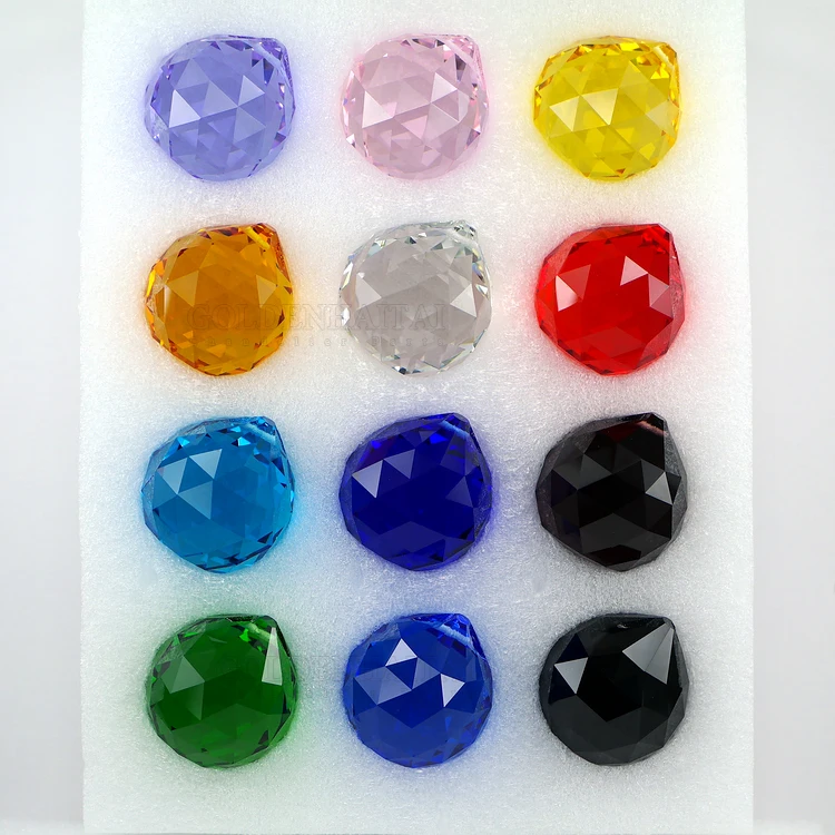 
Wholesale 40mm top quality original colorful Crystal chandelier prism ball, 1 set of 12 colors 