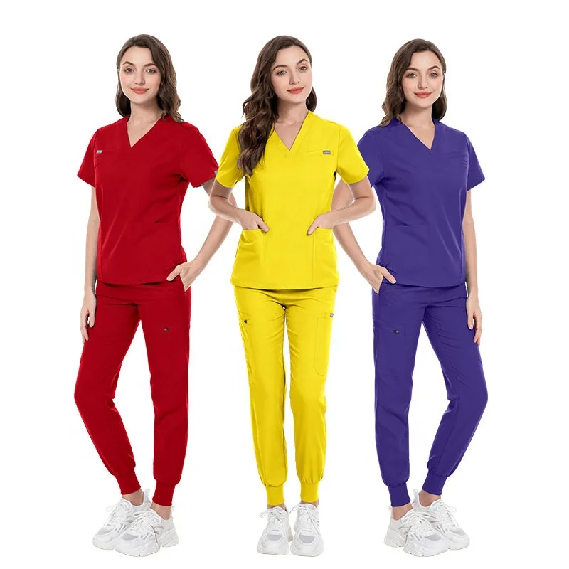 Factory Wholesale Pet Hospital Fashionable Women Doctor Custom Logo Nursing Medical Printing Cartoon Jogger Scrubs Uniforms Sets