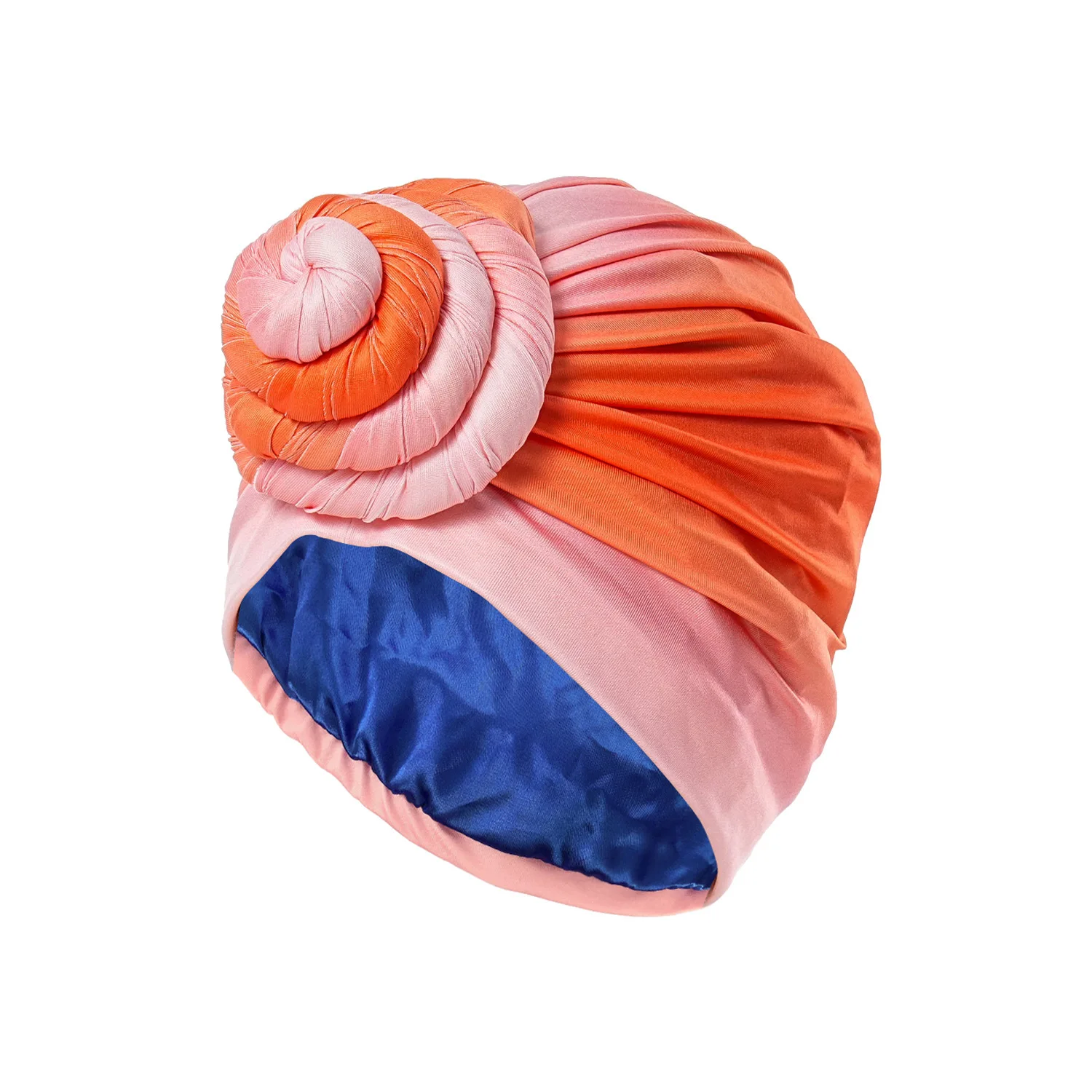 HZM-61044 Silk Satin Lined Turban Head Wrap Pre-Tied Skull Cap for Men and Women Sleeping Bonnet Hair Cover Chemo Hair Loss Hat