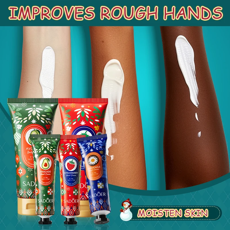 Private Label SADOER Christmas Gifts Set Nourish Anti-cracking Moisturizing Skin 5-Piece Set Natural hand Body Care Cream Lotion