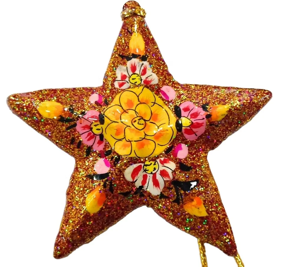 PAPER MACHE HANGING STAR SET OF 3,Kashmiri paper mache , christmas hanging stars