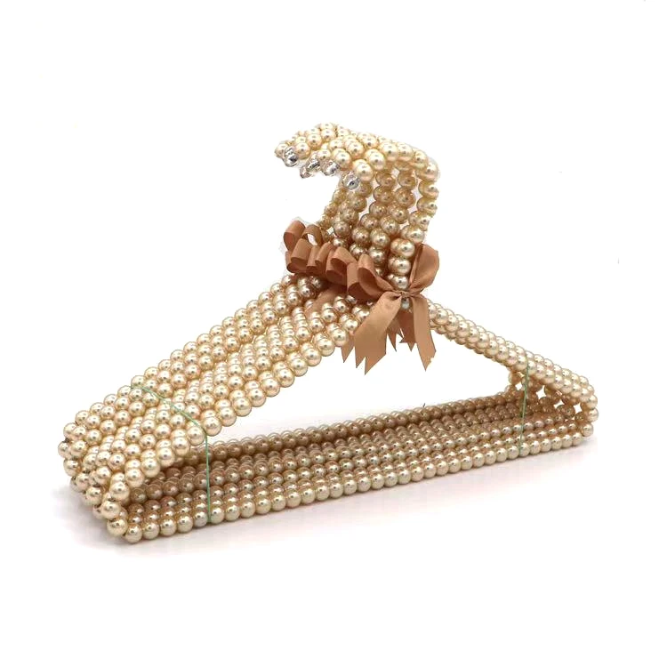 Imitation Pearl Beaded Metal Coat Clothes Bar Bridal Hangers