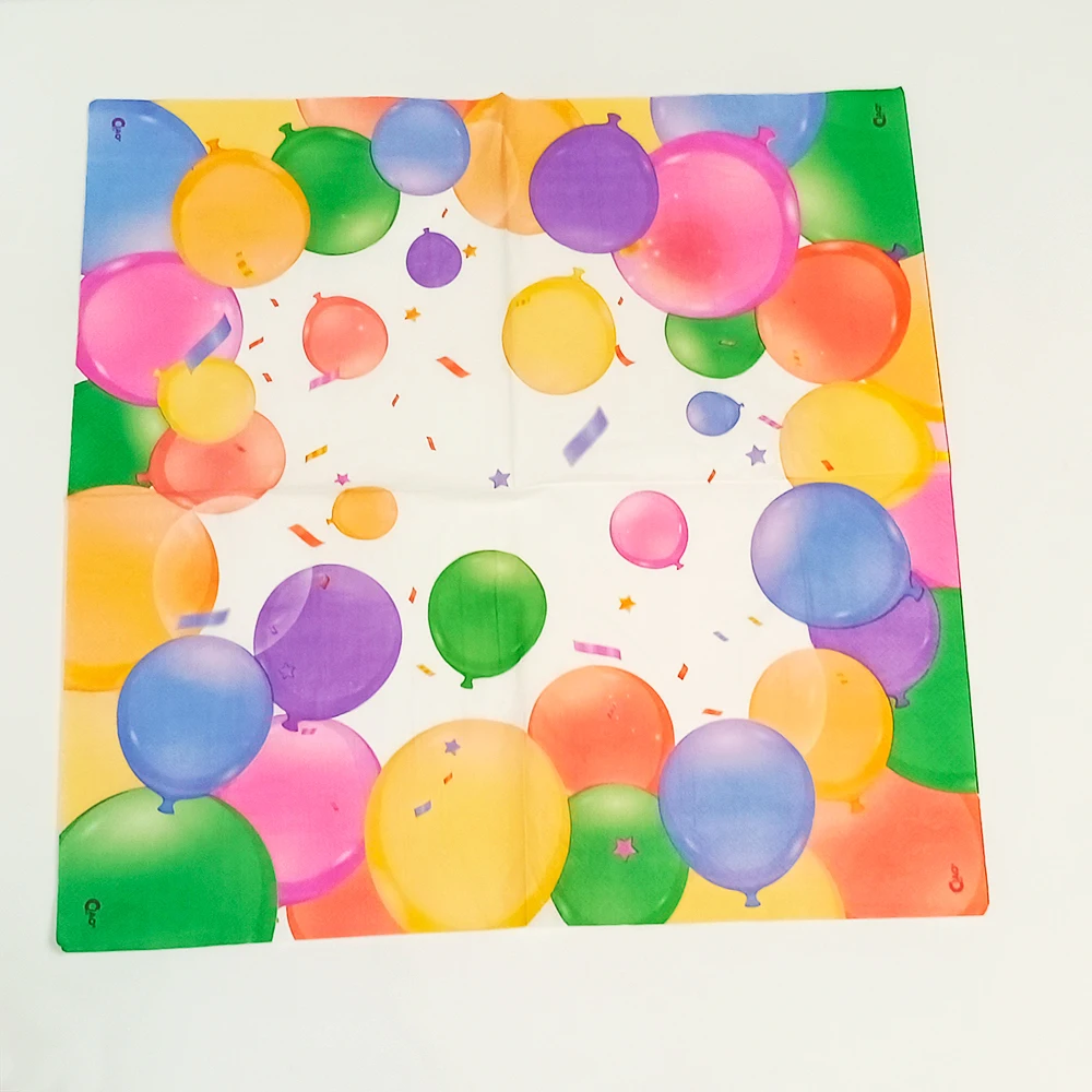 Custom 2-Ply Virgin Wood Pulp Balloon Napkins Printed Dinner Table Foldable Cocktail Serviettes for Restaurant Use