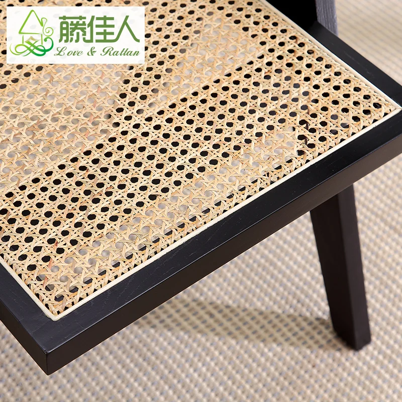 Northern Europe imported from Indonesia rattan woven solid wood frame hotel apartment arm dining chair