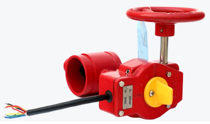 TKFM worm gear box type DN65 dn600 ptfe slotted grooved end butterfly valve for fire extinguisher