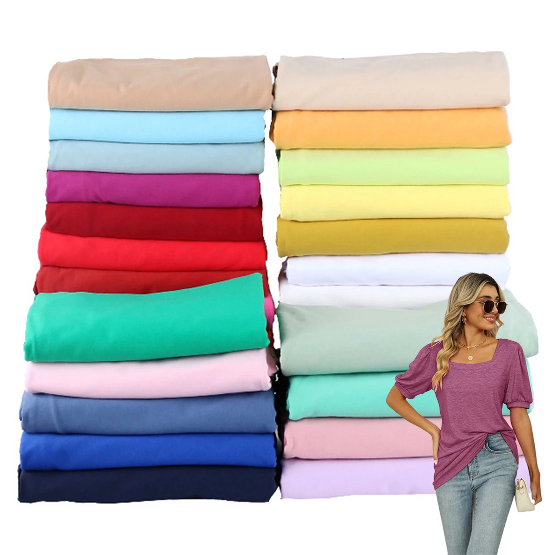 Wholesale 40S Odell Spandex Knitting Combed Plain Dyed Cotton Single Jersey Fabric Solid Jersey Stock