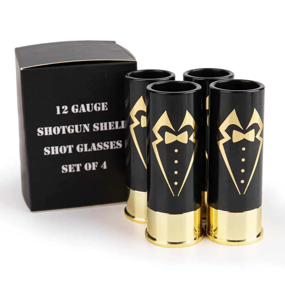 Customized Package Gilding Silk-screen Printing 45ml 12 Gauge Shotgun Shell Shot Glasses Set
