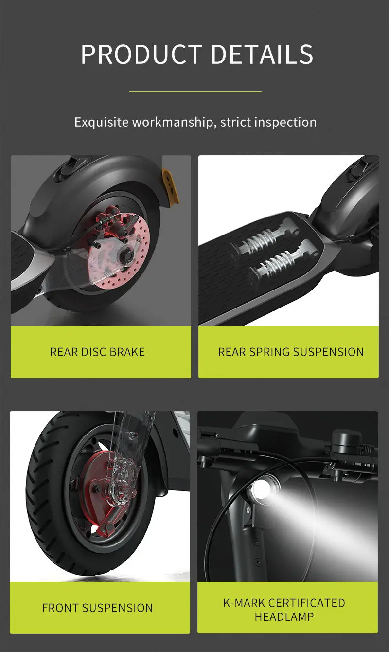 US Warehouse Foldable Electric Scooters Factory New Design H60 350w 9 Inch 35km Max Range 100kg Loading Electric Scooter